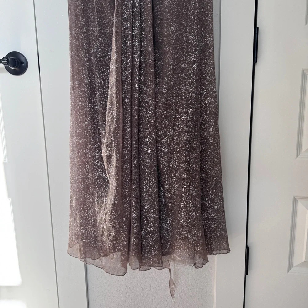 Y2K Terani Couture Bow Beaded Sequin Dress Wedding Bridesmaid Formal Brown Sz 8 - Picture 3 of 12